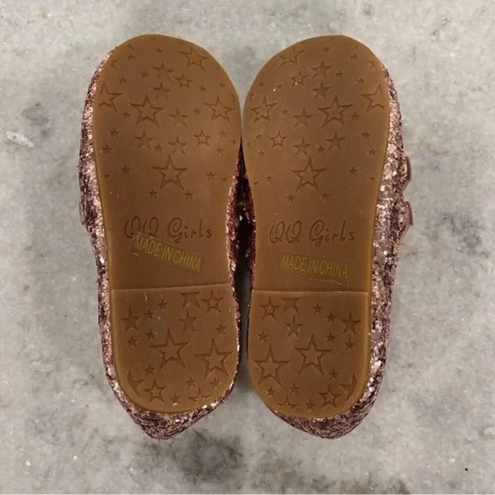 QQ Girls Gold Sparkly Shoes Baby 5